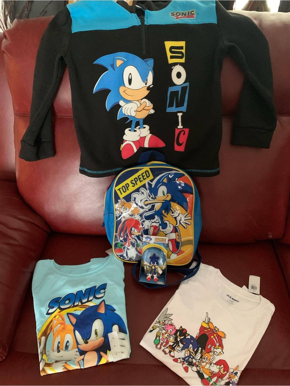 NWT Sonic the Hedgehog 2 T shirts L 10-12 backpack figure & Hoodie